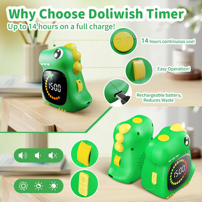 Visual Timer for Kids, Blue Dinosaur Digital Toddler Timer Visual Countdown