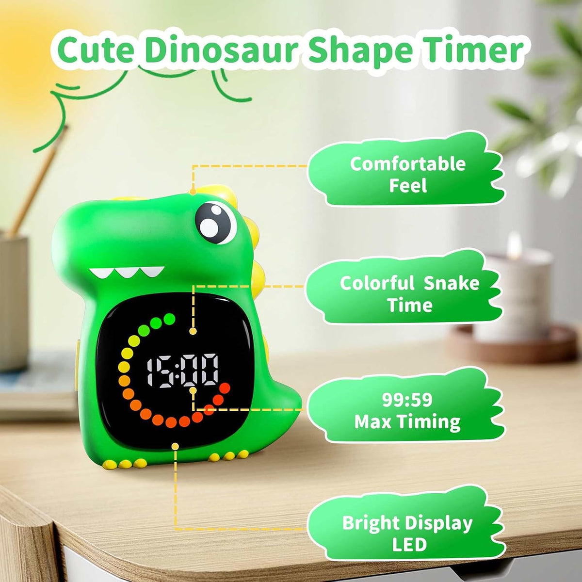 Visual Timer for Kids, Blue Dinosaur Digital Toddler Timer Visual Countdown