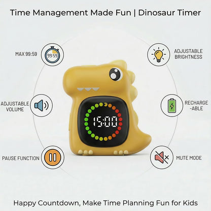 Visual Timer for Kids, Blue Dinosaur Digital Toddler Timer Visual Countdown