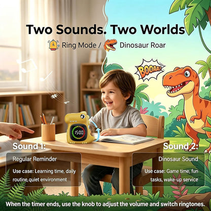 Visual Timer for Kids, Blue Dinosaur Digital Toddler Timer Visual Countdown