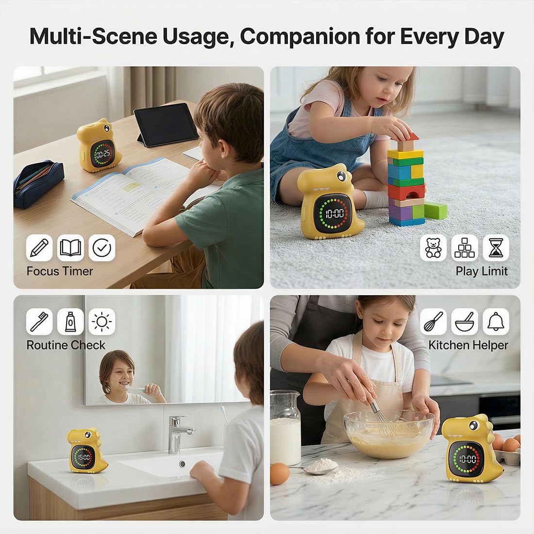 Visual Timer for Kids, Blue Dinosaur Digital Toddler Timer Visual Countdown