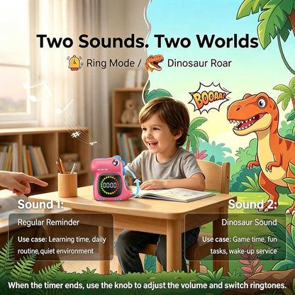 Visual Timer for Kids, Blue Dinosaur Digital Toddler Timer Visual Countdown