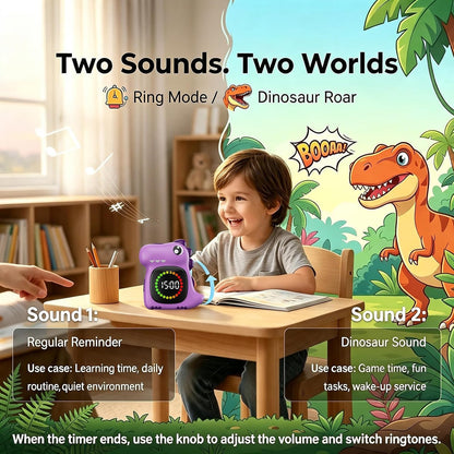 Visual Timer for Kids, Blue Dinosaur Digital Toddler Timer Visual Countdown