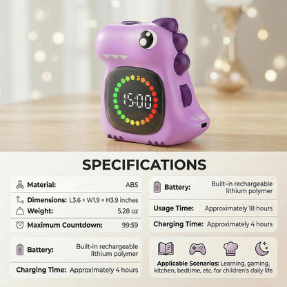 Visual Timer for Kids, Blue Dinosaur Digital Toddler Timer Visual Countdown
