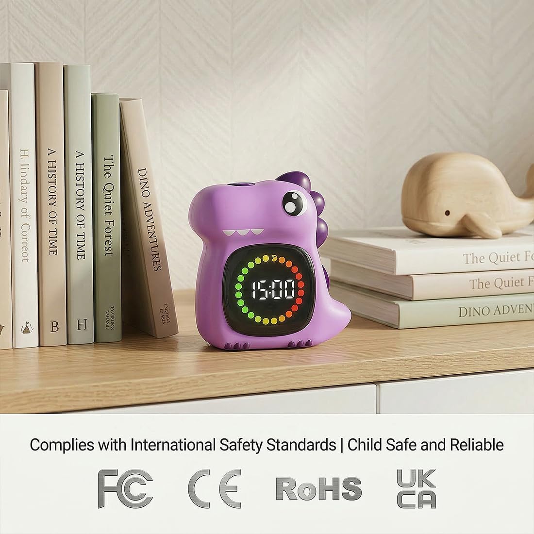 Visual Timer for Kids, Blue Dinosaur Digital Toddler Timer Visual Countdown