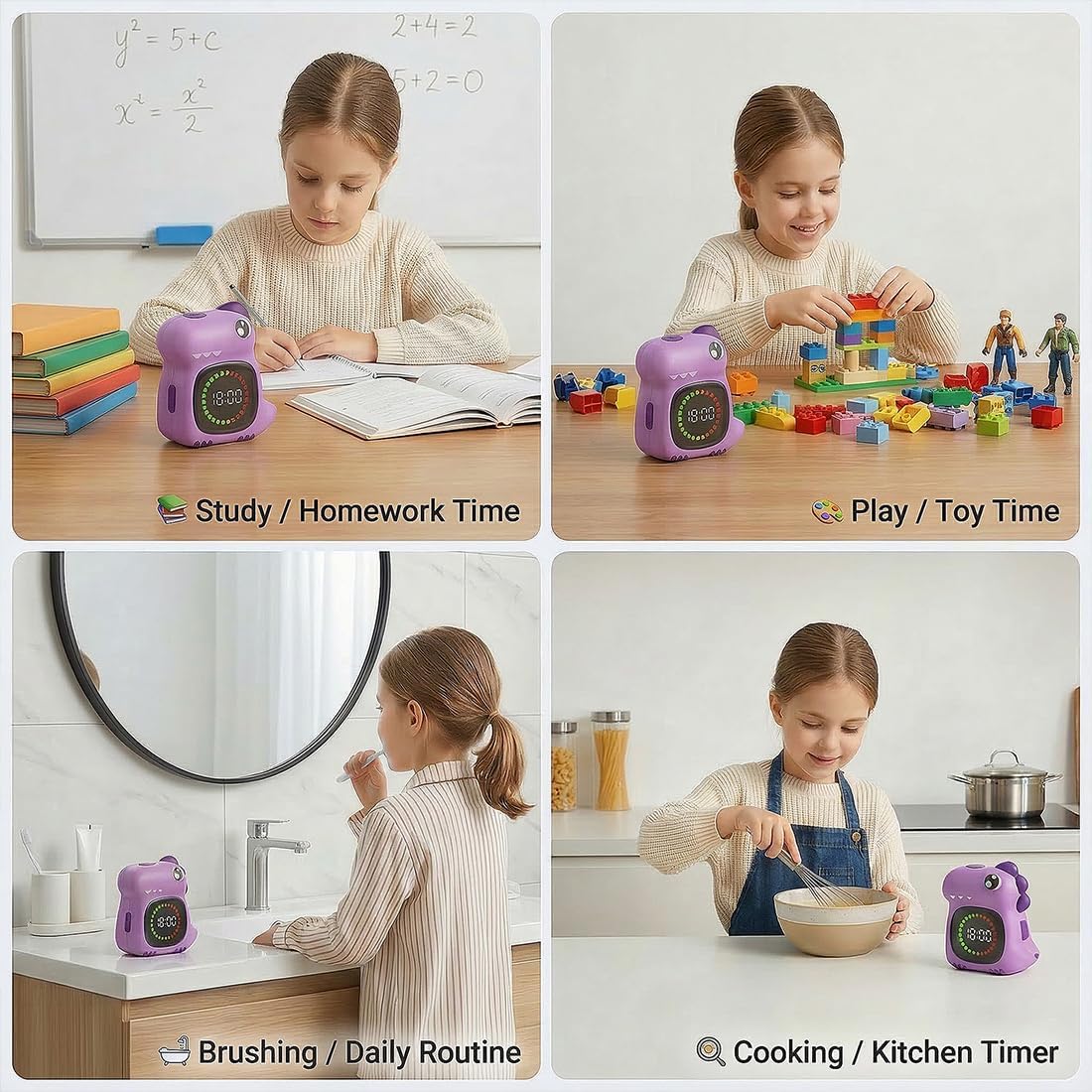 Visual Timer for Kids, Blue Dinosaur Digital Toddler Timer Visual Countdown