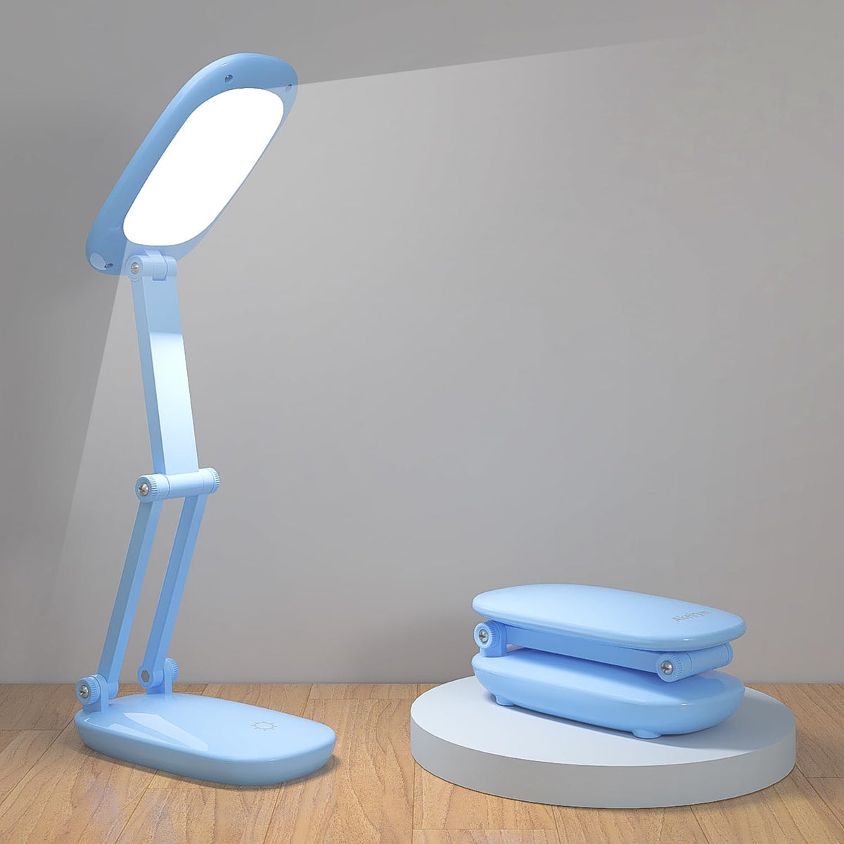 LED Desk Lamp for Office Home & Battery Operated Lamp Rechargeable Lamp Foldable & Portable Light, [2-Fold Bracket] 3 Brightness Dimmable Small Desk Lamp Wireless Reading Lamp (White)