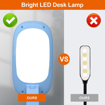 LED Desk Lamp for Office Home & Battery Operated Lamp Rechargeable Lamp Foldable & Portable Light, [2-Fold Bracket] 3 Brightness Dimmable Small Desk Lamp Wireless Reading Lamp (White)