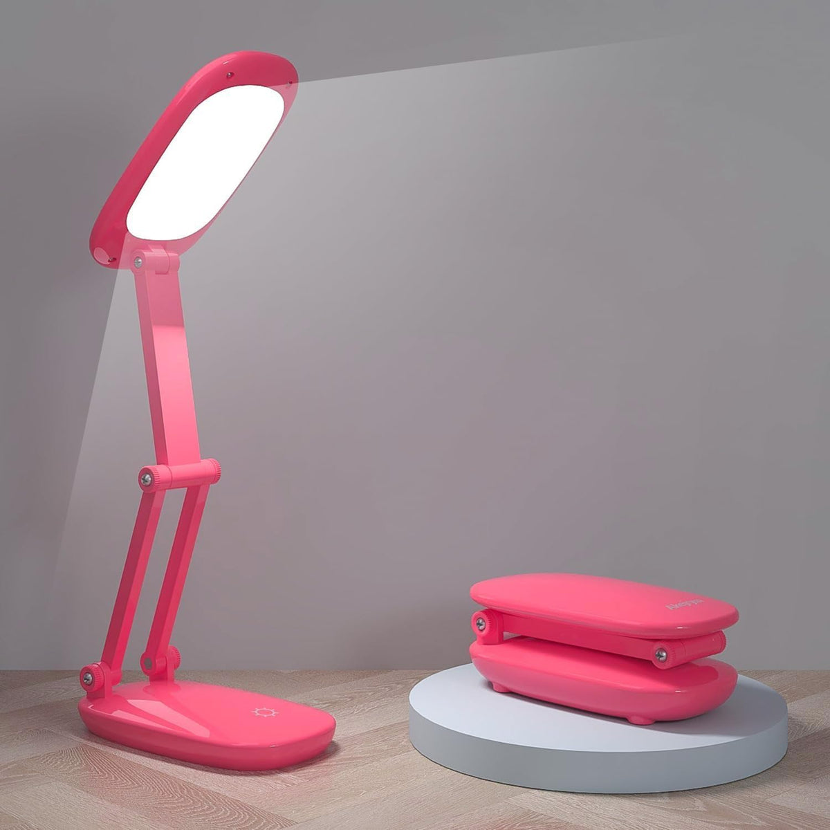LED Desk Lamp for Office Home & Battery Operated Lamp Rechargeable Lamp Foldable & Portable Light, [2-Fold Bracket] 3 Brightness Dimmable Small Desk Lamp Wireless Reading Lamp (White)