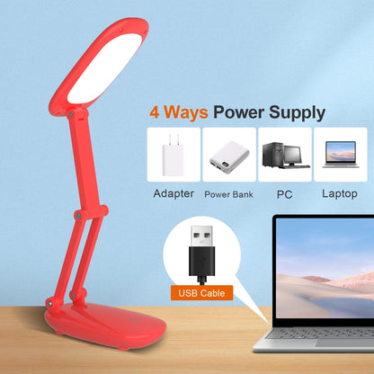 LED Desk Lamp for Office Home & Battery Operated Lamp Rechargeable Lamp Foldable & Portable Light, [2-Fold Bracket] 3 Brightness Dimmable Small Desk Lamp Wireless Reading Lamp (White)
