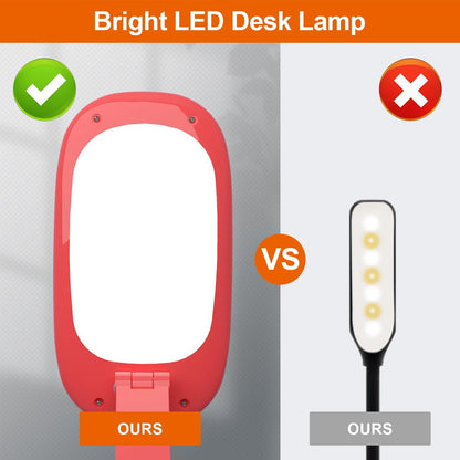 LED Desk Lamp for Office Home & Battery Operated Lamp Rechargeable Lamp Foldable & Portable Light, [2-Fold Bracket] 3 Brightness Dimmable Small Desk Lamp Wireless Reading Lamp (White)
