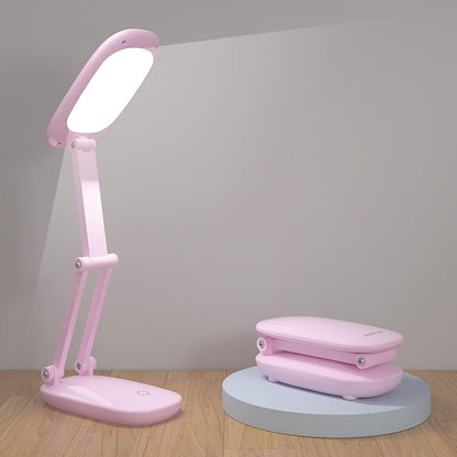 LED Desk Lamp for Office Home & Battery Operated Lamp Rechargeable Lamp Foldable & Portable Light, [2-Fold Bracket] 3 Brightness Dimmable Small Desk Lamp Wireless Reading Lamp (White)