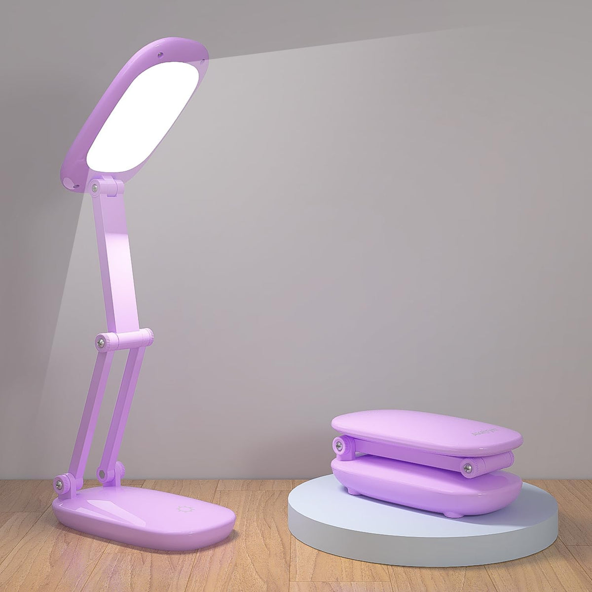 LED Desk Lamp for Office Home & Battery Operated Lamp Rechargeable Lamp Foldable & Portable Light, [2-Fold Bracket] 3 Brightness Dimmable Small Desk Lamp Wireless Reading Lamp (White)