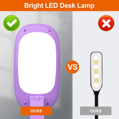LED Desk Lamp for Office Home & Battery Operated Lamp Rechargeable Lamp Foldable & Portable Light, [2-Fold Bracket] 3 Brightness Dimmable Small Desk Lamp Wireless Reading Lamp (White)