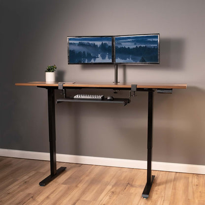 Height Adjustable Clamp and 12 inch Rail Set for DIY Custom Wooden Keyboard Trays (Tray Not Included), Under Desk Pull Out Slider Track with C-clamp Mount System, Black, MOUNT-RAIL02H