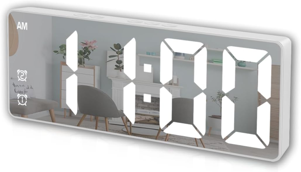 Small Digital Alarm Clock, White Digit