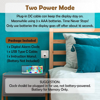 Small Digital Alarm Clock, White Digit
