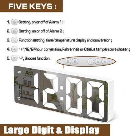 Small Digital Alarm Clock, White Digit