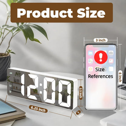 Small Digital Alarm Clock, White Digit