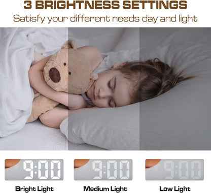 Small Digital Alarm Clock, White Digit
