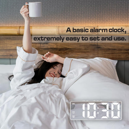 Small Digital Alarm Clock, White Digit