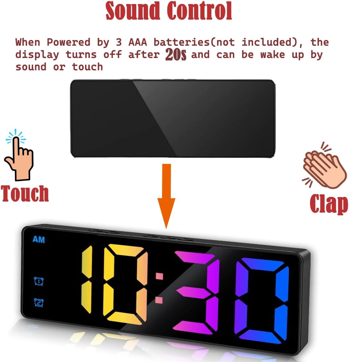 Small Digital Alarm Clock, White Digit
