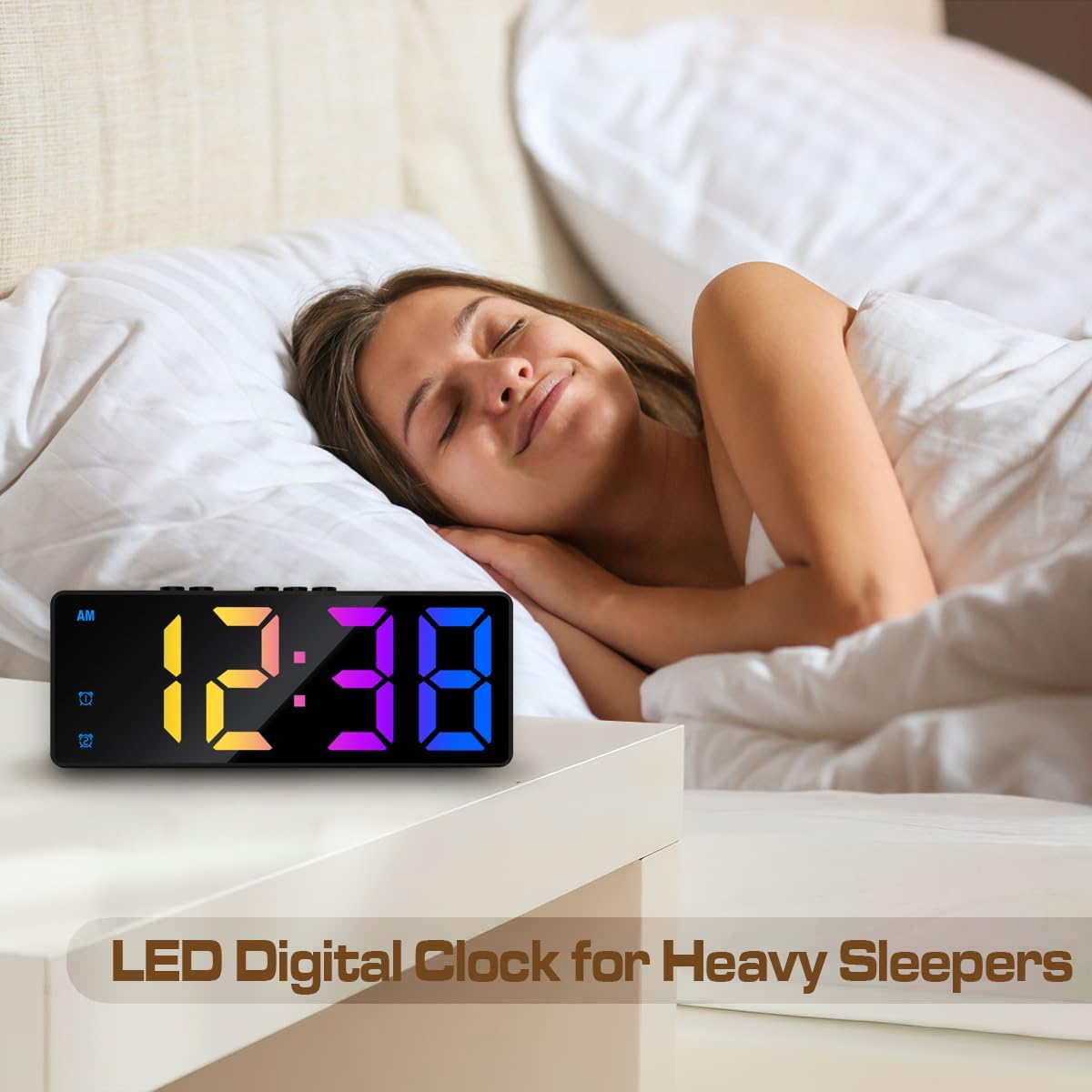 Small Digital Alarm Clock, White Digit