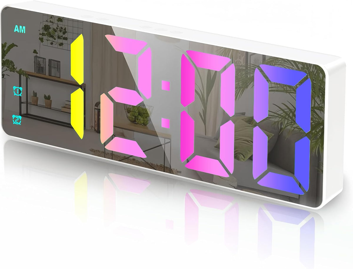 Small Digital Alarm Clock, White Digit