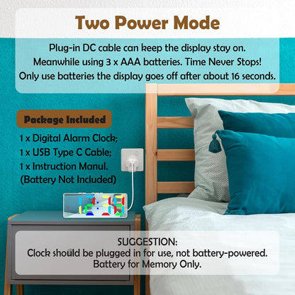 Small Digital Alarm Clock, White Digit