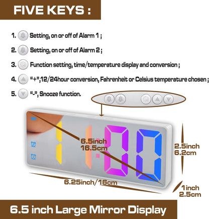Small Digital Alarm Clock, White Digit