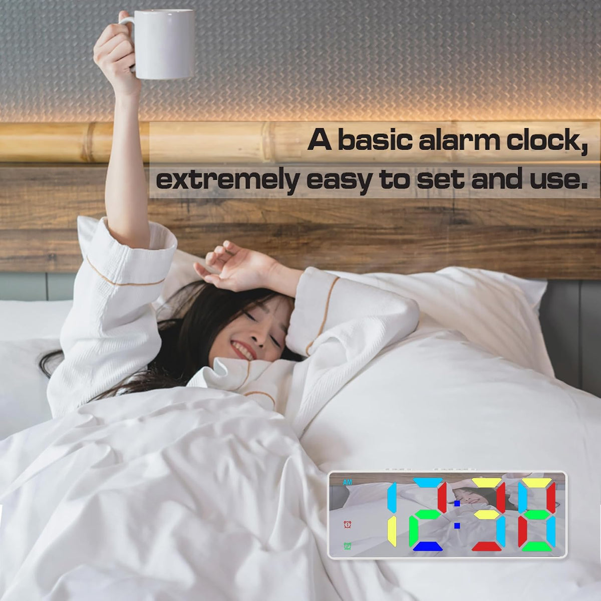 Small Digital Alarm Clock, White Digit