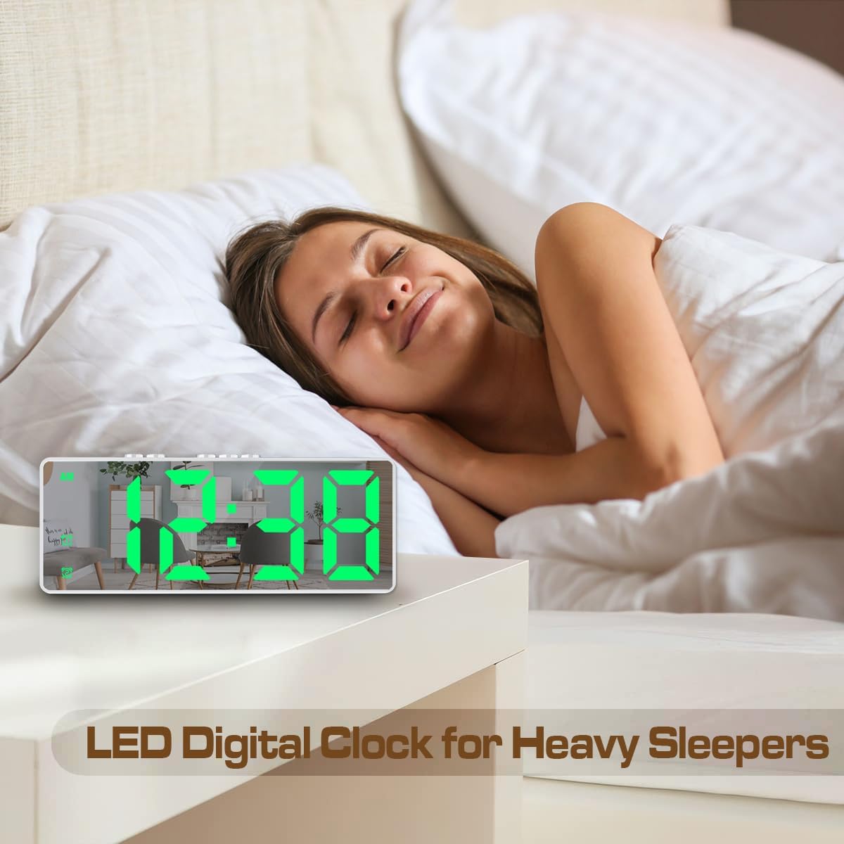 Small Digital Alarm Clock, White Digit