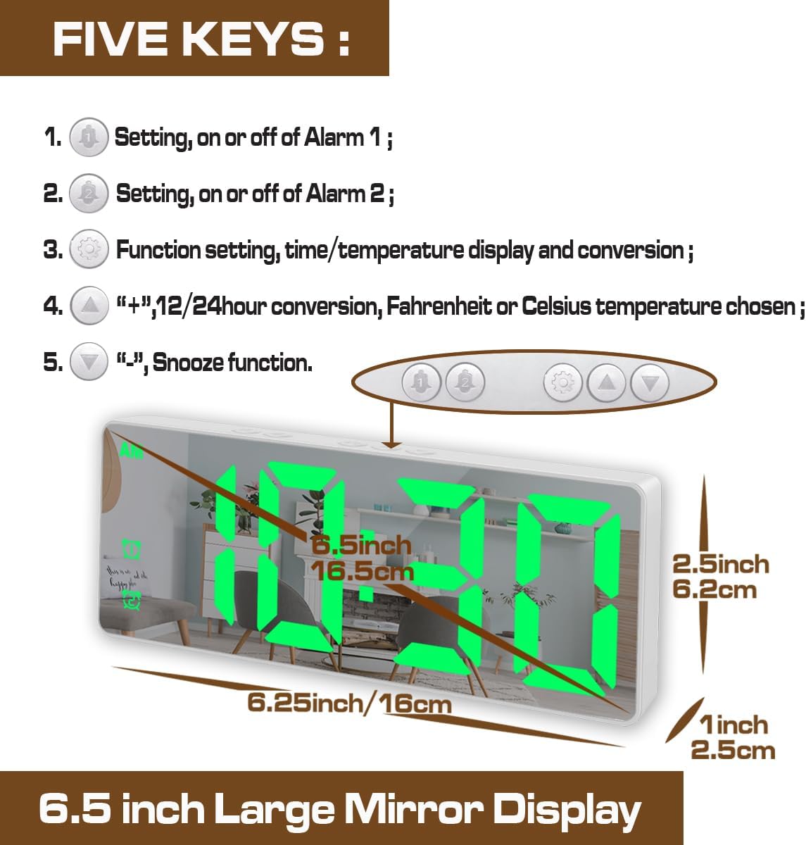 Small Digital Alarm Clock, White Digit