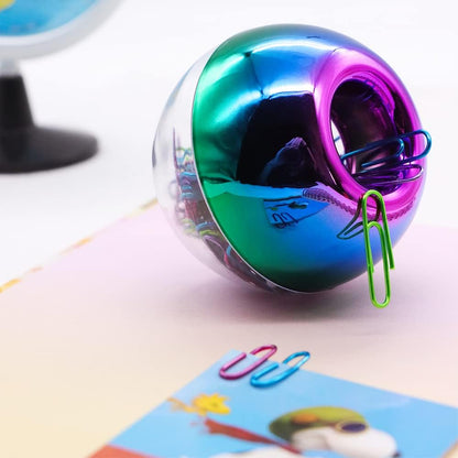 Rainbow Paper Clips Holder Medium Holographic Paper Clip Dispenser