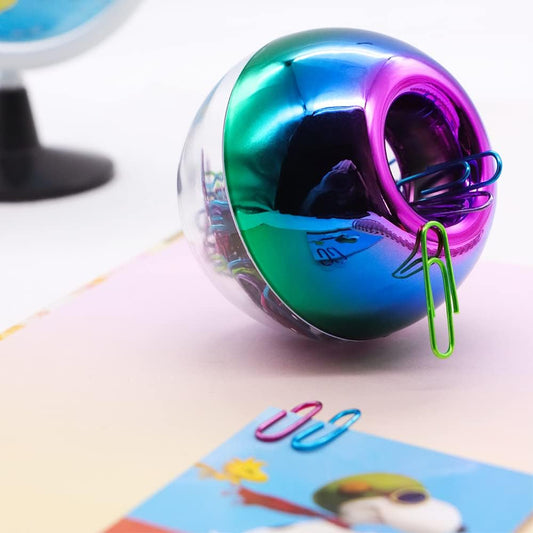 Rainbow Paper Clips Holder Medium Holographic Paper Clip Dispenser