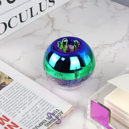 Rainbow Paper Clips Holder Medium Holographic Paper Clip Dispenser