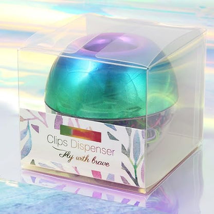 Rainbow Paper Clips Holder Medium Holographic Paper Clip Dispenser