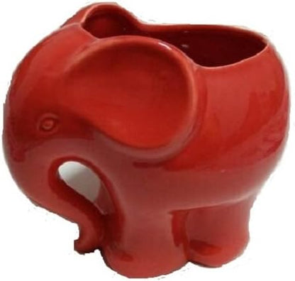 Blue Elephant Succulent Planter with Drainage Hole, Cute Makeup Brush Organizer Toothbrush Holder Pen Pencil Holder for Kids Desk, Elephant Gifts for Women