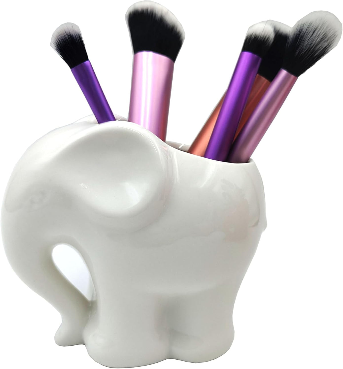 Blue Elephant Succulent Planter with Drainage Hole, Cute Makeup Brush Organizer Toothbrush Holder Pen Pencil Holder for Kids Desk, Elephant Gifts for Women