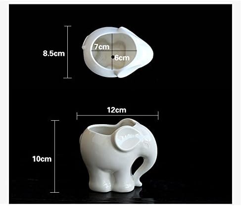Blue Elephant Succulent Planter with Drainage Hole, Cute Makeup Brush Organizer Toothbrush Holder Pen Pencil Holder for Kids Desk, Elephant Gifts for Women