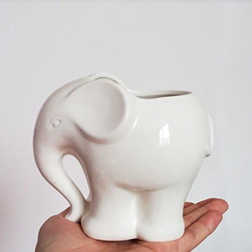 Blue Elephant Succulent Planter with Drainage Hole, Cute Makeup Brush Organizer Toothbrush Holder Pen Pencil Holder for Kids Desk, Elephant Gifts for Women