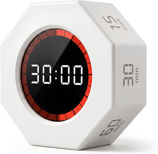 Multi-Function Electronic Timer, Learning Management - USB-C Rechargeable Flip Timer with Presets, Silent Mode & Vibration - Ideal for ADHD, Pomodoro, Classroom, Kids, Kitchen & Chess Clock