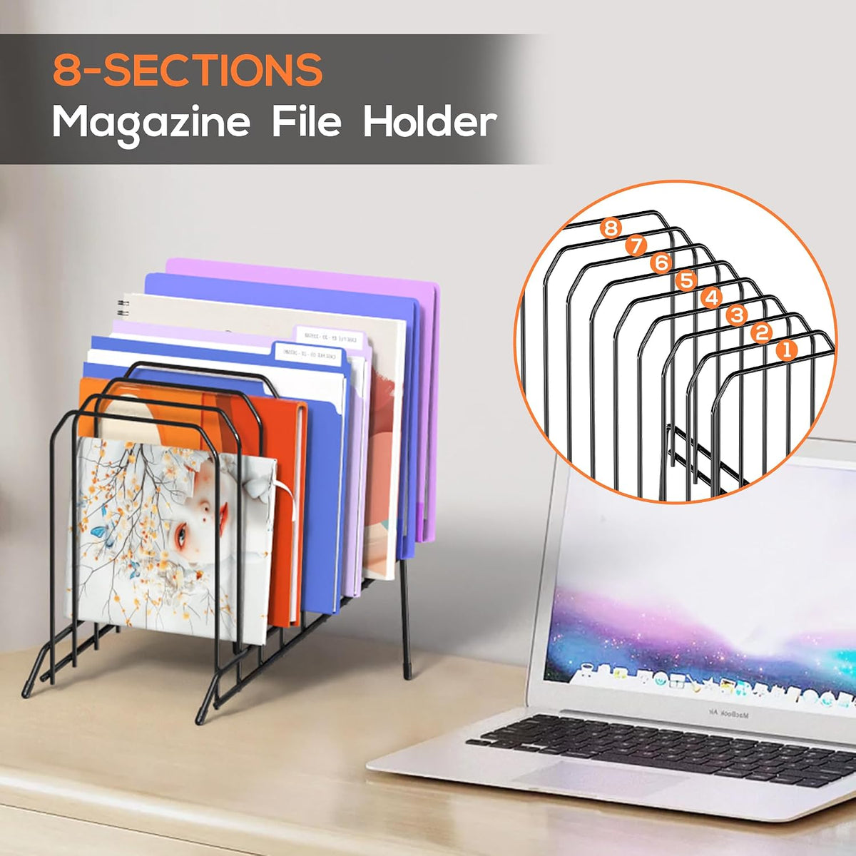 Incline Desk Magazine Folder Holder File Organizer with 8-Section