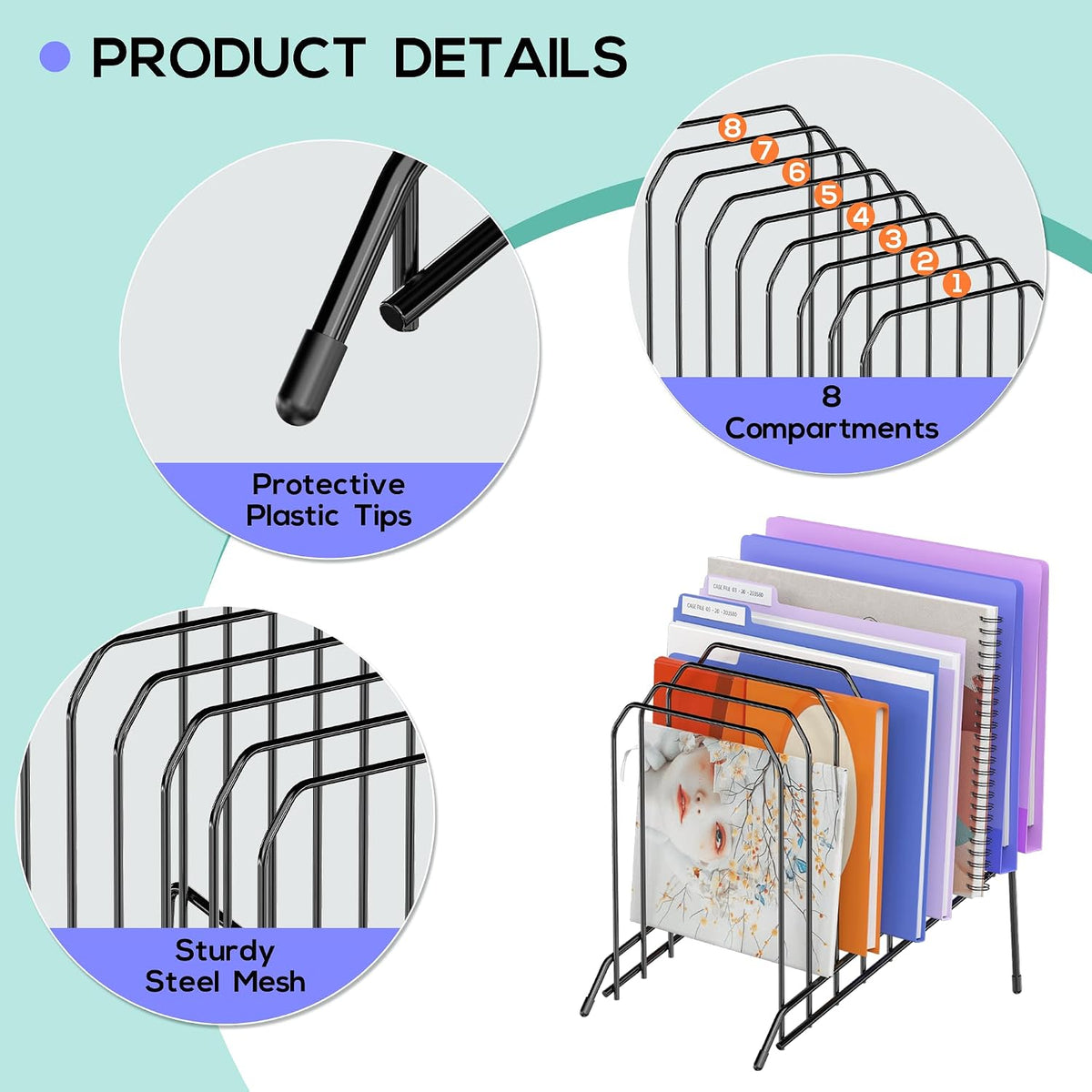 Incline Desk Magazine Folder Holder File Organizer with 8-Section