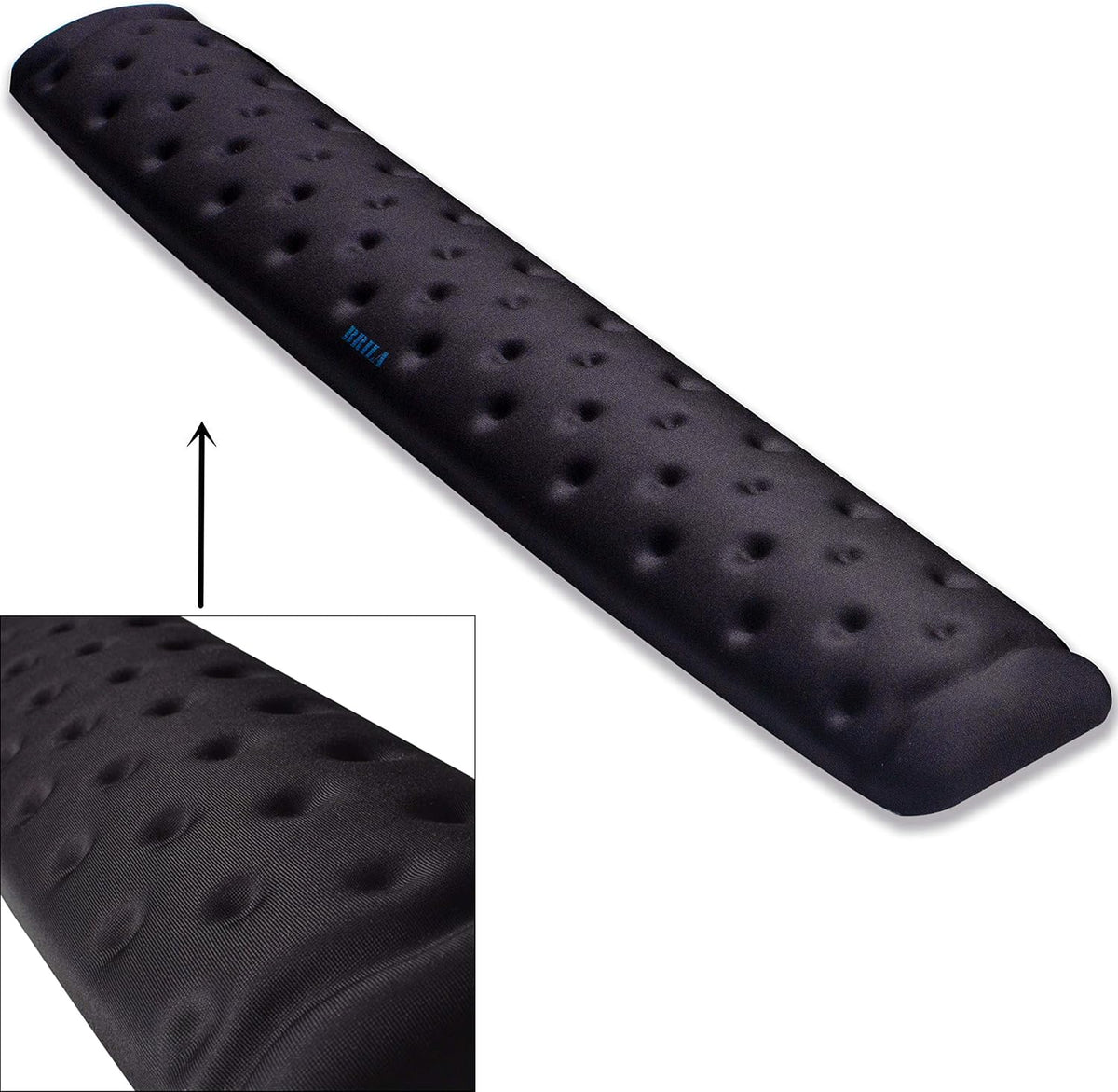 Keyboard Wrist Rest Support Cushion Pad for Computer, Laptop, Office Work, PC Gaming - Memory Foam Gel with Massage Holes Design - Non-Slip Easy Typing Wrist Pain Relief (Black Keyboard Pad)