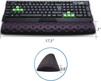 Keyboard Wrist Rest Support Cushion Pad for Computer, Laptop, Office Work, PC Gaming - Memory Foam Gel with Massage Holes Design - Non-Slip Easy Typing Wrist Pain Relief (Black Keyboard Pad)