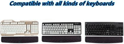 Keyboard Wrist Rest Support Cushion Pad for Computer, Laptop, Office Work, PC Gaming - Memory Foam Gel with Massage Holes Design - Non-Slip Easy Typing Wrist Pain Relief (Black Keyboard Pad)