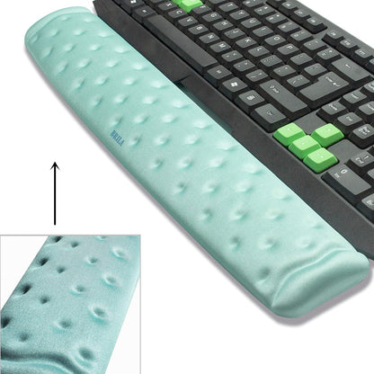 Keyboard Wrist Rest Support Cushion Pad for Computer, Laptop, Office Work, PC Gaming - Memory Foam Gel with Massage Holes Design - Non-Slip Easy Typing Wrist Pain Relief (Black Keyboard Pad)