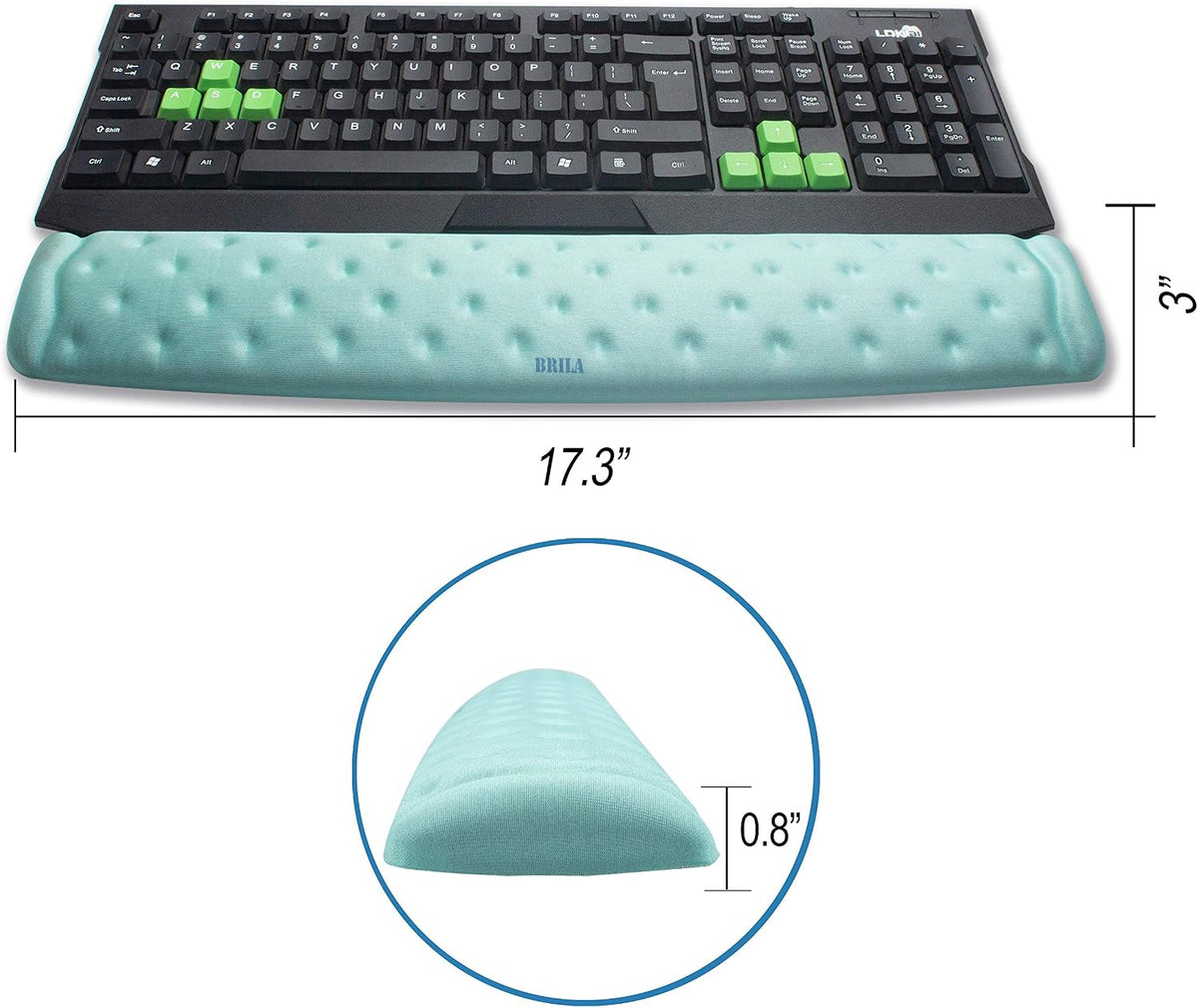 Keyboard Wrist Rest Support Cushion Pad for Computer, Laptop, Office Work, PC Gaming - Memory Foam Gel with Massage Holes Design - Non-Slip Easy Typing Wrist Pain Relief (Black Keyboard Pad)