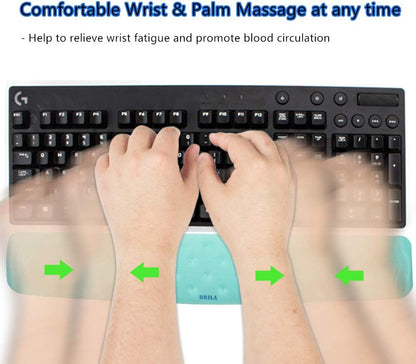 Keyboard Wrist Rest Support Cushion Pad for Computer, Laptop, Office Work, PC Gaming - Memory Foam Gel with Massage Holes Design - Non-Slip Easy Typing Wrist Pain Relief (Black Keyboard Pad)